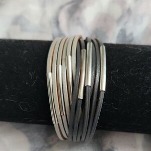 Stylish Silver and Black Bracelet